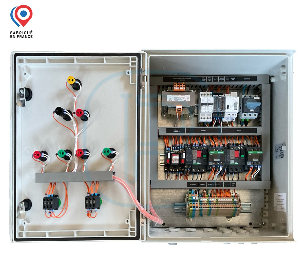 Coffret de type industriel pour 2 pompes indépendantes - 230V - 18A max