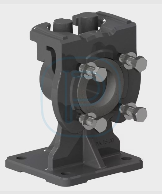 Kit pied d'assise fonte avec griffe et support de barre de guidage - DN65 - raccordement bride - 2 tubes