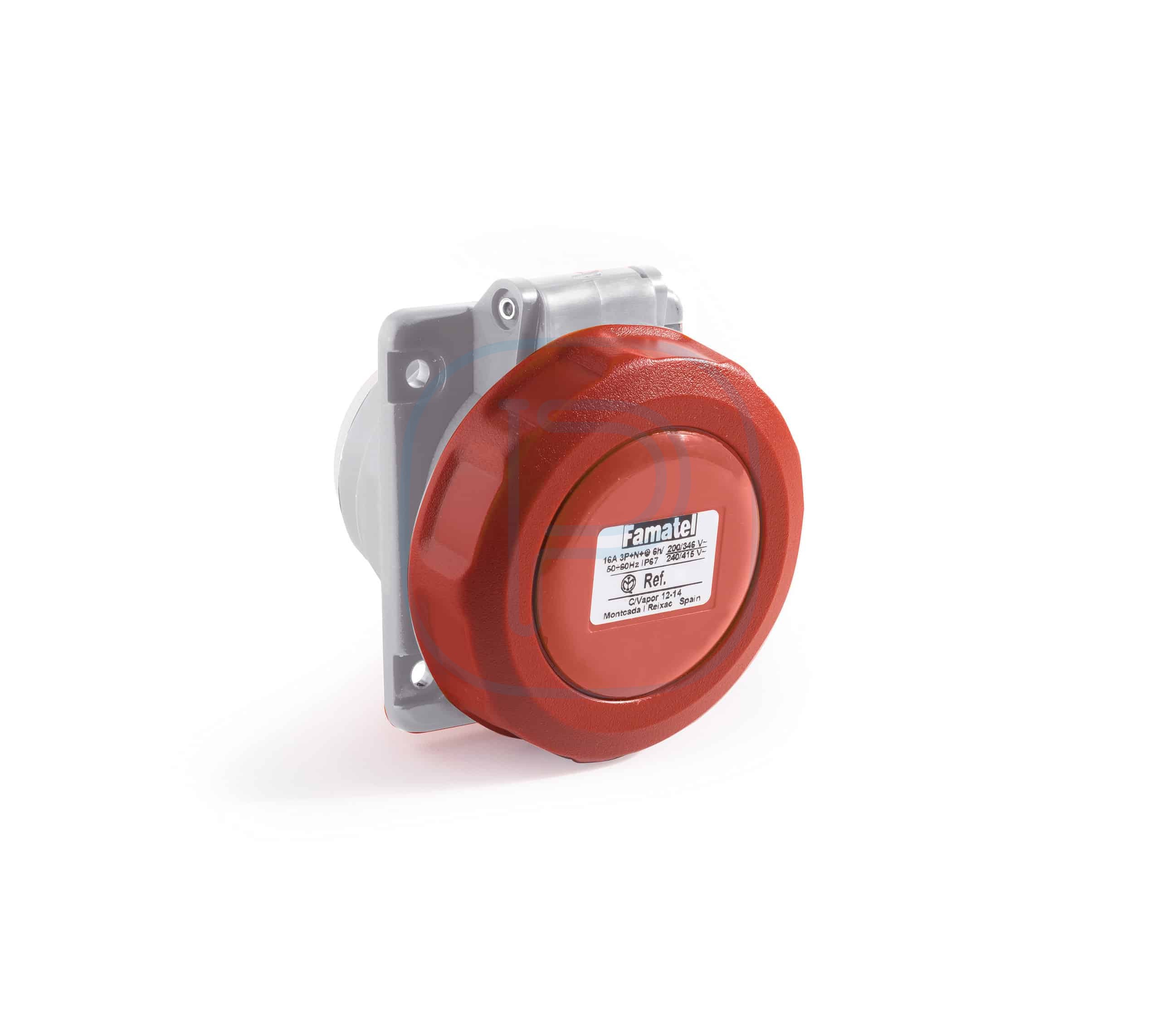 Prise Femelle encastrable inclinée 3P+T+N 400V 16A IP 67