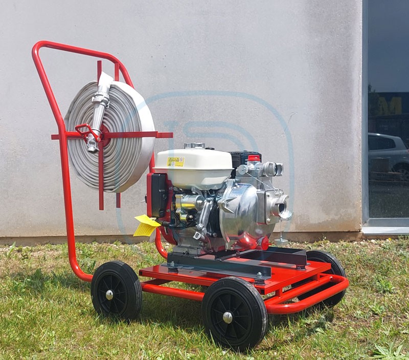 Kit incendie moto-pompe Honda GX270 sur chariot TEW2 50HA - démarrage électrique
