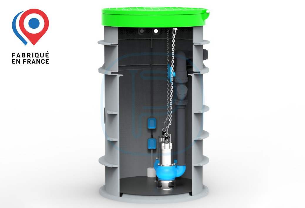 Station de relevage 2 pompes diamètre 860mm - hauteur 1500mm avec robinetterie et canalisation - sans pompe (modèle Raccord-union)