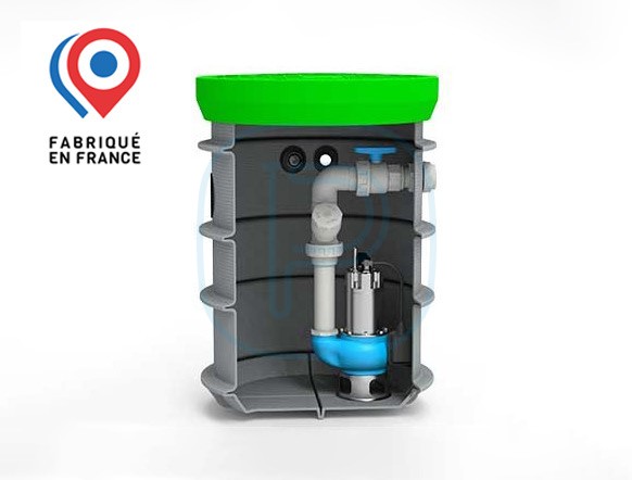 Station de relevage 1 pompe diamètre 710mm - hauteur 1000mm pré-équipée - sans pompe (modèle Raccord-union)