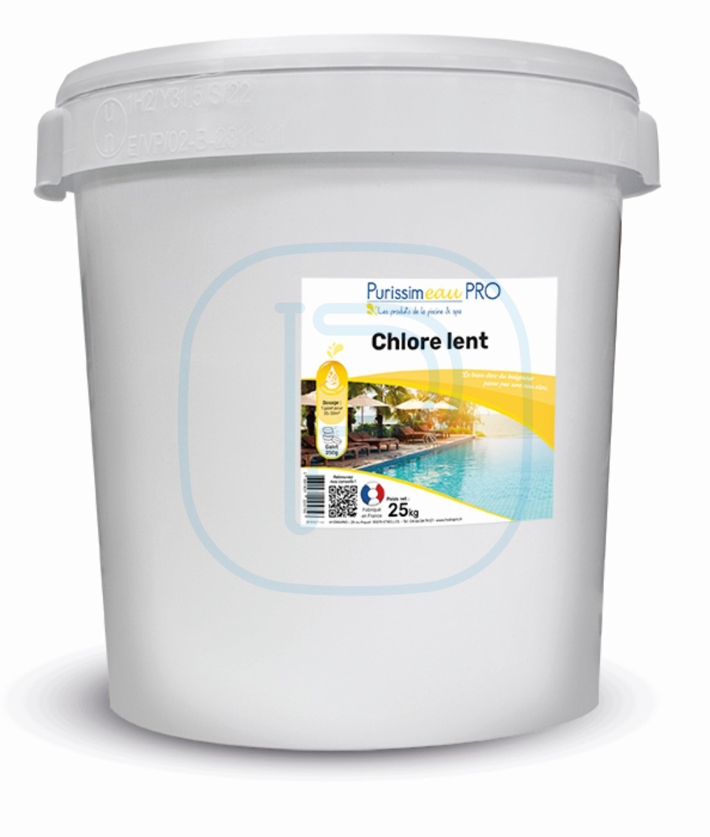 Chlore lent - Galets 250g - 25Kg - PURISSIMEAU - RESERVE AUX PROFESSIONNELS
