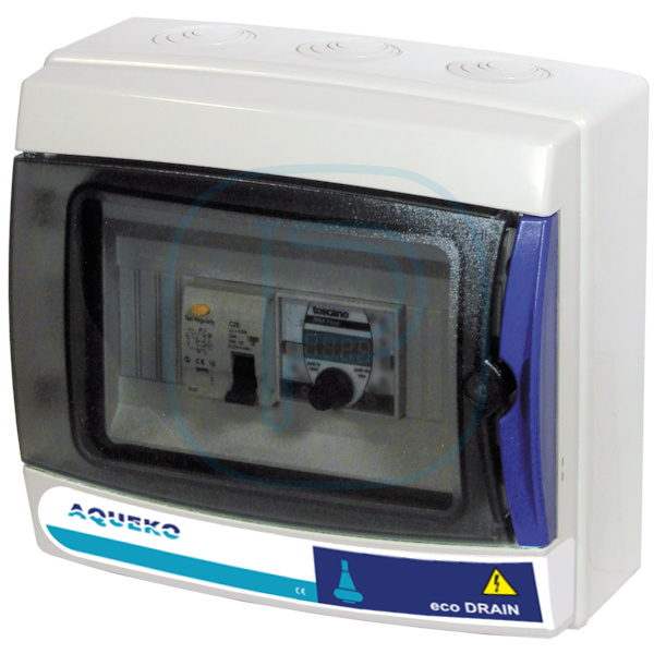 AQUEKO Coffret de commande et protection pour 1 pompe de relevage-drainage-vide-cave à démarrage direct 3x400V (12A)